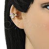 Oro Laminado Earcuff, Gold Filled Style Cherry Design, with Pink and Green Cubic Zirconia, Polished, Golden Finish, 02.213.0380