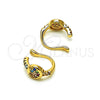Oro Laminado Earcuff, Gold Filled Style Heart Design, with Multicolor Micro Pave, Polished, Golden Finish, 02.213.0383