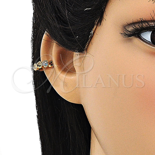 Gold Filled Ring — Earcuff Heart Design with Multicolor Micro Pave Polished — alternate product view — SKU 148086 | Oro Laminado anillo — Earcuff corazón diseño with Multicolor Micro Pave pulido — SKU 148086