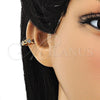 Oro Laminado Earcuff, Gold Filled Style Heart Design, with Multicolor Micro Pave, Polished, Golden Finish, 02.213.0384
