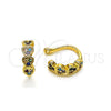 Oro Laminado Earcuff, Gold Filled Style Heart Design, with Multicolor Micro Pave, Polished, Golden Finish, 02.213.0384
