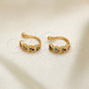 Oro Laminado Earcuff, Gold Filled Style Heart Design, with Multicolor Micro Pave, Polished, Golden Finish, 02.213.0384