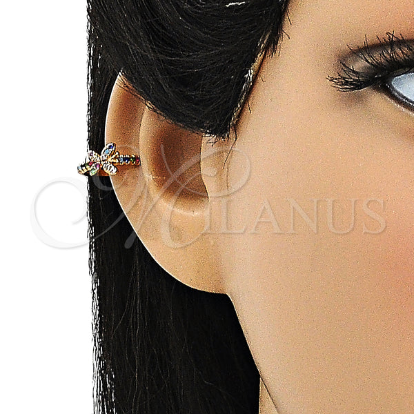 Gold Filled Ring — Earcuff Butterfly Design with Multicolor Micro Pave Polished — alternate product view — SKU 148087 | Oro Laminado anillo — Earcuff Butterfly diseño with Multicolor Micro Pave pulido — SKU 148087