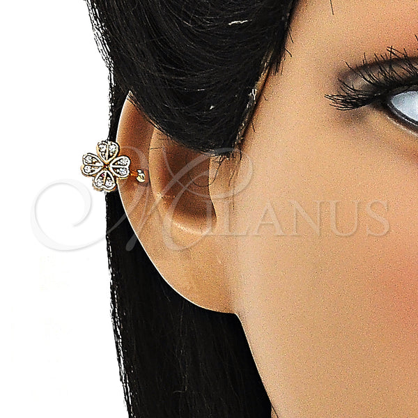 Gold Filled Ring — Earcuff Four-leaf Clover Design with White Cubic Zirconia — alternate product view — SKU 148095 | Oro Laminado anillo — Earcuff Four-leaf Clover diseño with blanco Cubic Zirconia — SKU 148095