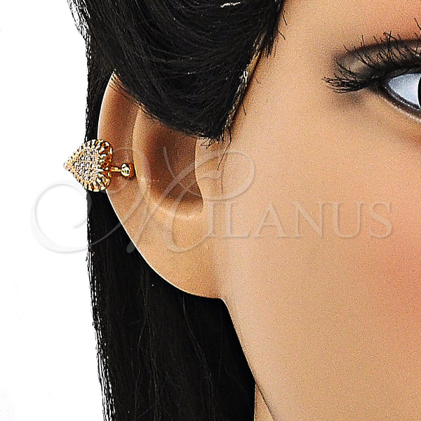 Gold Filled Ring — Earcuff Heart Design with White Micro Pave Polished — alternate product view — SKU 148097 | Oro Laminado anillo — Earcuff corazón diseño with blanco Micro Pave pulido — SKU 148097