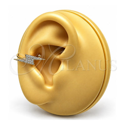 Oro Laminado Earcuff, Gold Filled Style with White Micro Pave, Polished, Golden Finish, 02.213.0396