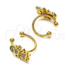 Oro Laminado Earcuff, Gold Filled Style Little Girl Design, with White Micro Pave, Polished, Golden Finish, 02.213.0397