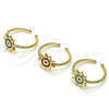 Oro Laminado Elegant Ring, Gold Filled Style Evil Eye and Sun Design, Blue Enamel Finish, Golden Finish, 01.213.0020.2 (One size fits all)