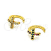 Oro Laminado Earcuff, Gold Filled Style Cross Design, with White Micro Pave, Polished, Golden Finish, 02.210.0675