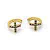 Oro Laminado Earcuff, Gold Filled Style Cross Design, with Multicolor Micro Pave, Polished, Golden Finish, 02.210.0675.1