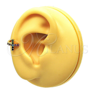 Gold Filled Ring — Earcuff Cross Design with Multicolor Micro Pave Polished — main product view — SKU 148117 | Oro Laminado anillo — Earcuff cruz diseño with Multicolor Micro Pave pulido — SKU 148117