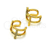 Oro Laminado Earcuff, Gold Filled Style Cross Design, with White Micro Pave, Polished, Golden Finish, 02.210.0676