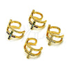 Oro Laminado Earcuff, Gold Filled Style Cross Design, with White Micro Pave, Polished, Golden Finish, 02.210.0676