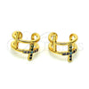 Oro Laminado Earcuff, Gold Filled Style Cross Design, with Multicolor Micro Pave, Polished, Golden Finish, 02.210.0676.1