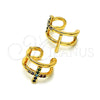 Oro Laminado Earcuff, Gold Filled Style Cross Design, with Multicolor Micro Pave, Polished, Golden Finish, 02.210.0676.1