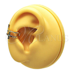 Gold Filled Ring — Earcuff Cross Design with Multicolor Micro Pave Polished — main product view — SKU 148119 | Oro Laminado anillo — Earcuff cruz diseño with Multicolor Micro Pave pulido — SKU 148119