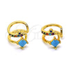 Oro Laminado Earcuff, Gold Filled Style with Multicolor Micro Pave and Turquoise Cubic Zirconia, Polished, Golden Finish, 02.210.0677.1