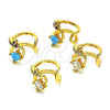 Oro Laminado Earcuff, Gold Filled Style with Multicolor Micro Pave and Turquoise Cubic Zirconia, Polished, Golden Finish, 02.210.0677.1