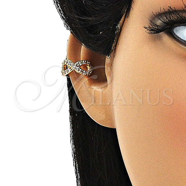 Gold Filled Ring — Earcuff Infinite Design with White Micro Pave Polished — alternate product view — SKU 148122 | Oro Laminado anillo — Earcuff Infinite diseño with blanco Micro Pave pulido — SKU 148122
