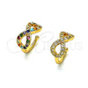 Oro Laminado Earcuff, Gold Filled Style Infinite Design, with White Micro Pave, Polished, Golden Finish, 02.210.0678