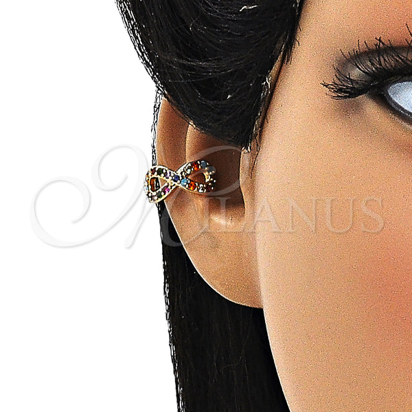 Gold Filled Ring — Earcuff Infinite Design with Multicolor Micro Pave Polished — alternate product view — SKU 148123 | Oro Laminado anillo — Earcuff Infinite diseño with Multicolor Micro Pave pulido — SKU 148123