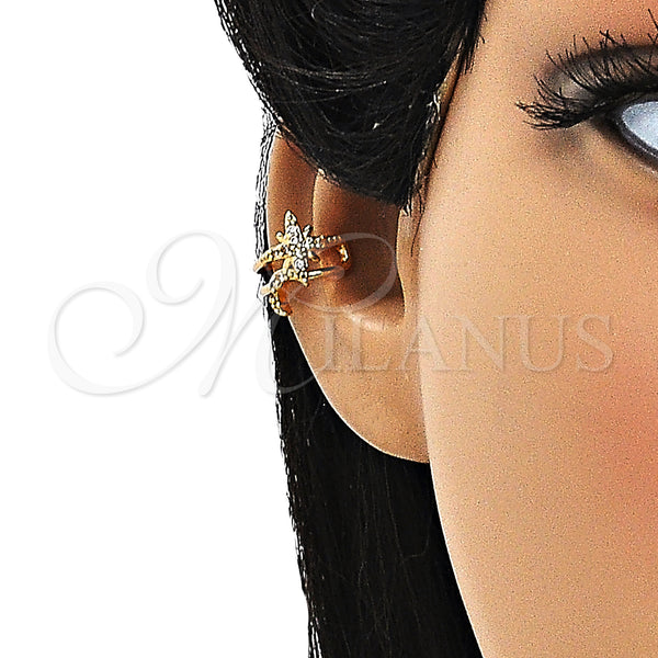 Gold Filled Ring — Earcuff Moon Design with White Micro Pave Polished — alternate product view — SKU 148124 | Oro Laminado anillo — Earcuff Moon diseño with blanco Micro Pave pulido — SKU 148124