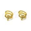 Oro Laminado Earcuff, Gold Filled Style Moon Design, with White Micro Pave, Polished, Golden Finish, 02.210.0679