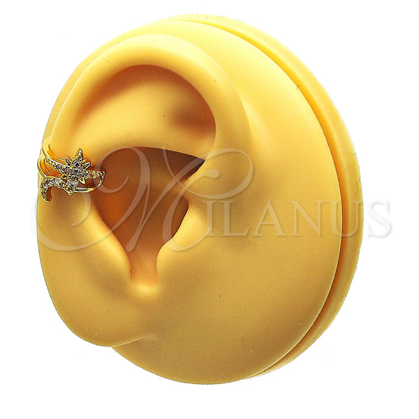 Gold Filled Ring — Earcuff Moon Design with White Micro Pave Polished — main product view — SKU 148124 | Oro Laminado anillo — Earcuff Moon diseño with blanco Micro Pave pulido — SKU 148124