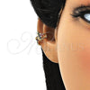 Oro Laminado Earcuff, Gold Filled Style Moon Design, with Multicolor Micro Pave, Polished, Golden Finish, 02.210.0679.1