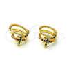 Oro Laminado Earcuff, Gold Filled Style Moon Design, with Multicolor Micro Pave, Polished, Golden Finish, 02.210.0679.1
