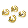 Oro Laminado Earcuff, Gold Filled Style Moon Design, with Multicolor Micro Pave, Polished, Golden Finish, 02.210.0679.1