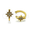 Oro Laminado Earcuff, Gold Filled Style with White Micro Pave, Polished, Golden Finish, 02.210.0680