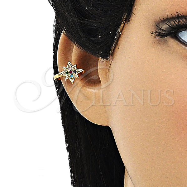 Gold Filled Ring — Earcuff with Multicolor Micro Pave Polished 02. — alternate product view — SKU 148127 | Oro Laminado anillo — Earcuff with Multicolor Micro Pave pulido 02. — SKU 148127