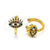Oro Laminado Earcuff, Gold Filled Style Evil Eye Design, with Multicolor Micro Pave, Polished, Golden Finish, 02.210.0681.1