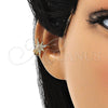 Oro Laminado Earcuff, Gold Filled Style with White Micro Pave, Polished, Golden Finish, 02.210.0682