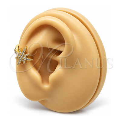 Oro Laminado Earcuff, Gold Filled Style with White Micro Pave, Polished, Golden Finish, 02.210.0682