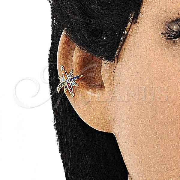 Gold Filled Ring — Earcuff with Multicolor Micro Pave Polished 02. — alternate product view — SKU 148131 | Oro Laminado anillo — Earcuff with Multicolor Micro Pave pulido 02. — SKU 148131