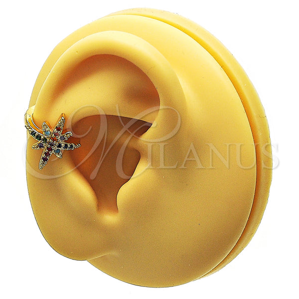 Gold Filled Ring — Earcuff with Multicolor Micro Pave Polished 02. — main product view — SKU 148131 | Oro Laminado anillo — Earcuff with Multicolor Micro Pave pulido 02. — SKU 148131