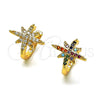 Oro Laminado Earcuff, Gold Filled Style with Multicolor Micro Pave, Polished, Golden Finish, 02.210.0682.1