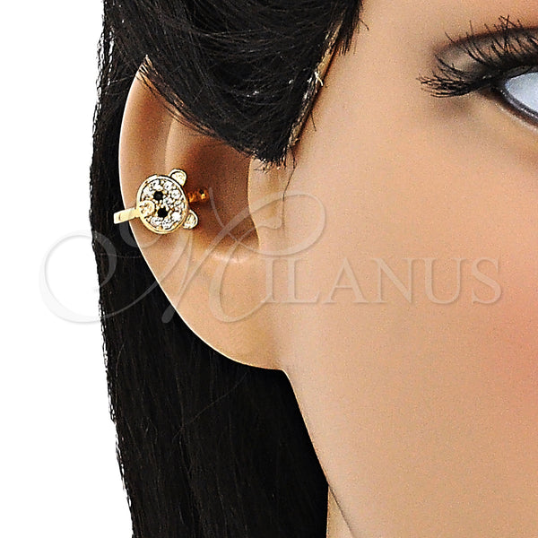 Gold Filled Ring — Earcuff Teddy Bear Design with White and Black — alternate product view — SKU 148132 | Oro Laminado anillo — Earcuff Teddy Bear diseño with blanco and negro — SKU 148132