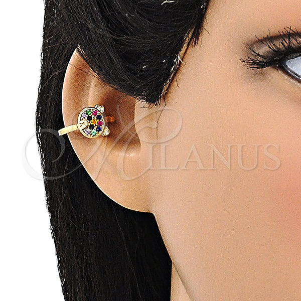 Gold Filled Ring — Earcuff Teddy Bear Design with Multicolor Micro Pave — alternate product view — SKU 148133 | Oro Laminado anillo — Earcuff Teddy Bear diseño with Multicolor Micro Pave — SKU 148133