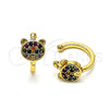 Oro Laminado Earcuff, Gold Filled Style Teddy Bear Design, with Multicolor Micro Pave, Polished, Golden Finish, 02.210.0683.1