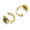 Oro Laminado Earcuff, Gold Filled Style Teddy Bear Design, with Multicolor Micro Pave, Polished, Golden Finish, 02.210.0683.1