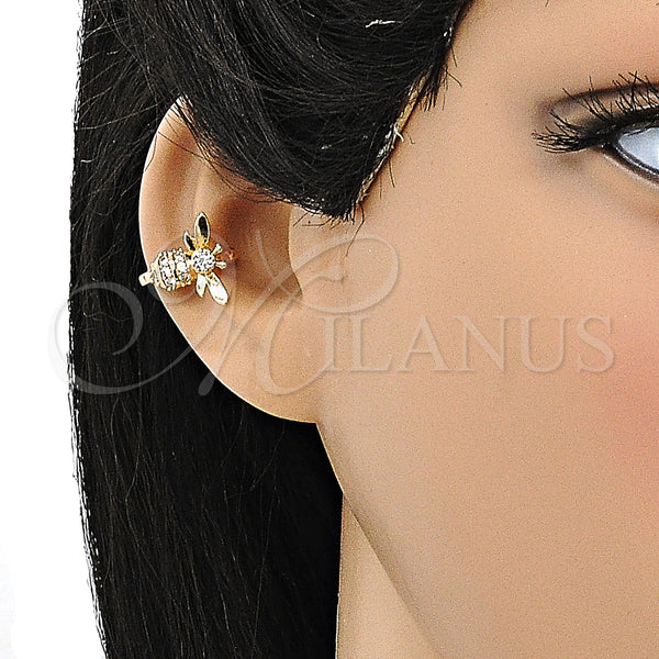Gold Filled Ring — Earcuff Bee Design with White Micro Pave Polished — alternate product view — SKU 148134 | Oro Laminado anillo — Earcuff Bee diseño with blanco Micro Pave pulido — SKU 148134
