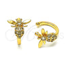 Oro Laminado Earcuff, Gold Filled Style Bee Design, with White Micro Pave, Polished, Golden Finish, 02.210.0684