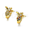 Oro Laminado Earcuff, Gold Filled Style Bee Design, with White Micro Pave, Polished, Golden Finish, 02.210.0684