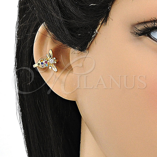 Gold Filled Ring — Earcuff Bee Design with Multicolor Micro Pave Polished — alternate product view — SKU 148135 | Oro Laminado anillo — Earcuff Bee diseño with Multicolor Micro Pave pulido — SKU 148135