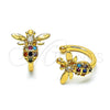 Oro Laminado Earcuff, Gold Filled Style Bee Design, with Multicolor Micro Pave, Polished, Golden Finish, 02.210.0684.1