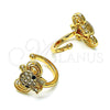 Oro Laminado Earcuff, Gold Filled Style Elephant Design, with White and Black Micro Pave, Polished, Golden Finish, 02.210.0685