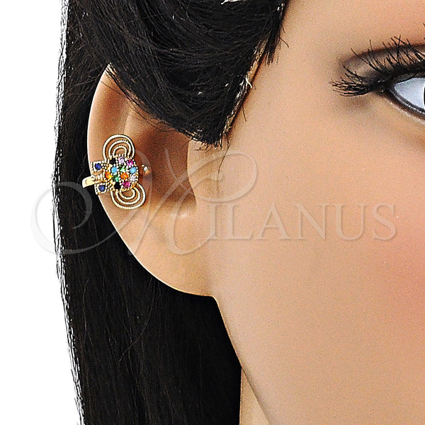 Gold Filled Ring — Earcuff Elephant Design with Multicolor Micro Pave Polished — alternate product view — SKU 148137 | Oro Laminado anillo — Earcuff Elephant diseño with Multicolor Micro Pave pulido — SKU 148137